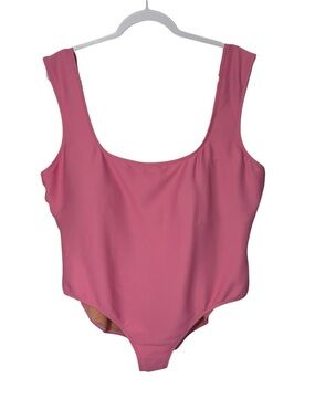 J Crew Ribbed Square Neck One Piece Bathing Suit Light Pink Women 24 Plus NWT